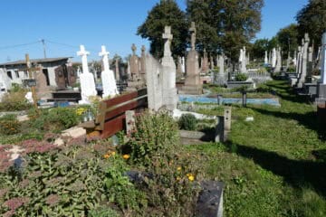 Могили на цвинтарі Буцаків під сонячним небом. Відпочинок та пам'ять про рідних у спокійній атмосфері цвинтаря.