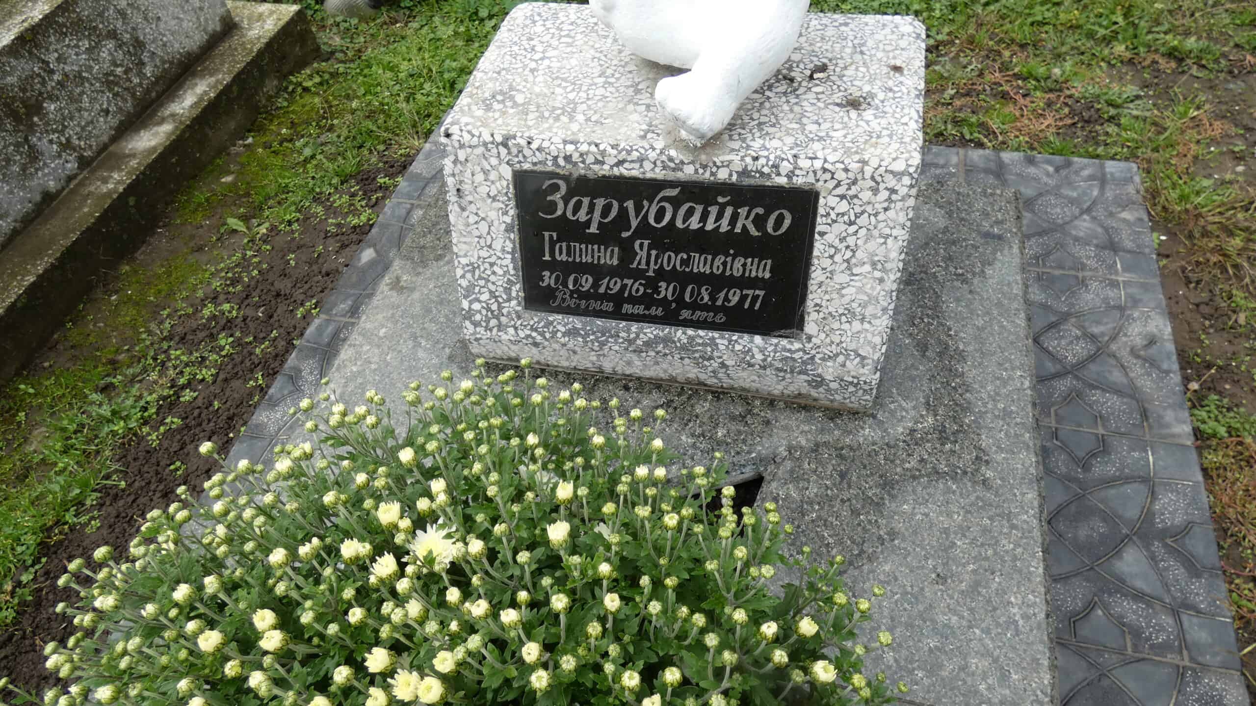 Меморіальна дошка на могилі, пам'ять про Галину Зарубайко, цвинтар, українські пам'ятки поховань.