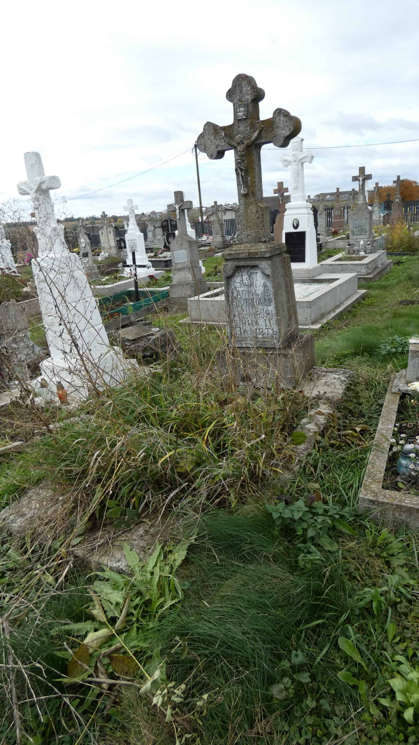 Креми на цвинтарі в Бучачі, старі і нові хрестами пам'ятки поховань.